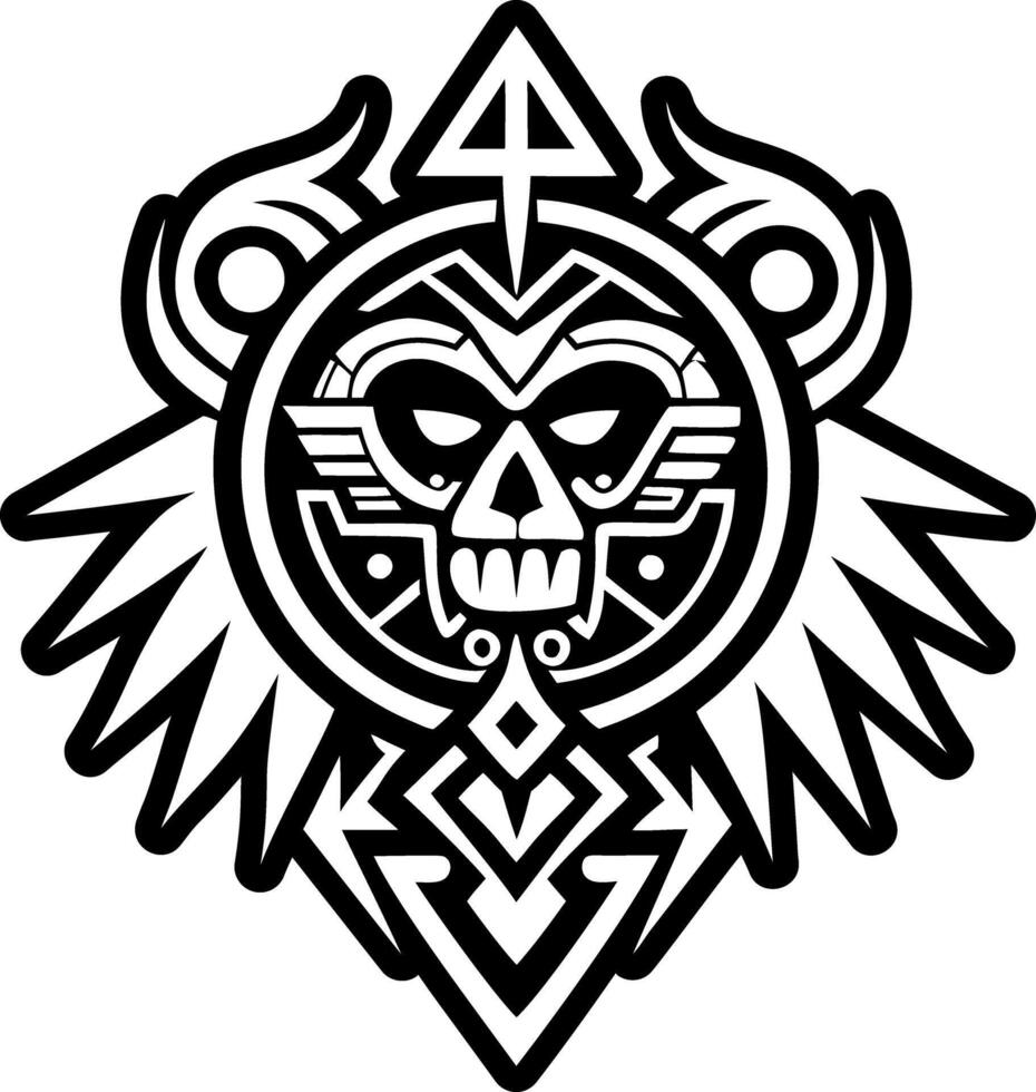 A tribal skull with a tribal design vector