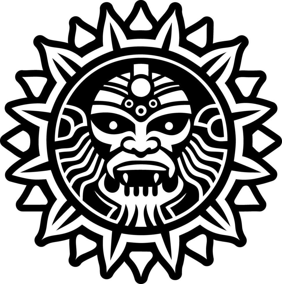 A filled style icon of sun god tattoo vector