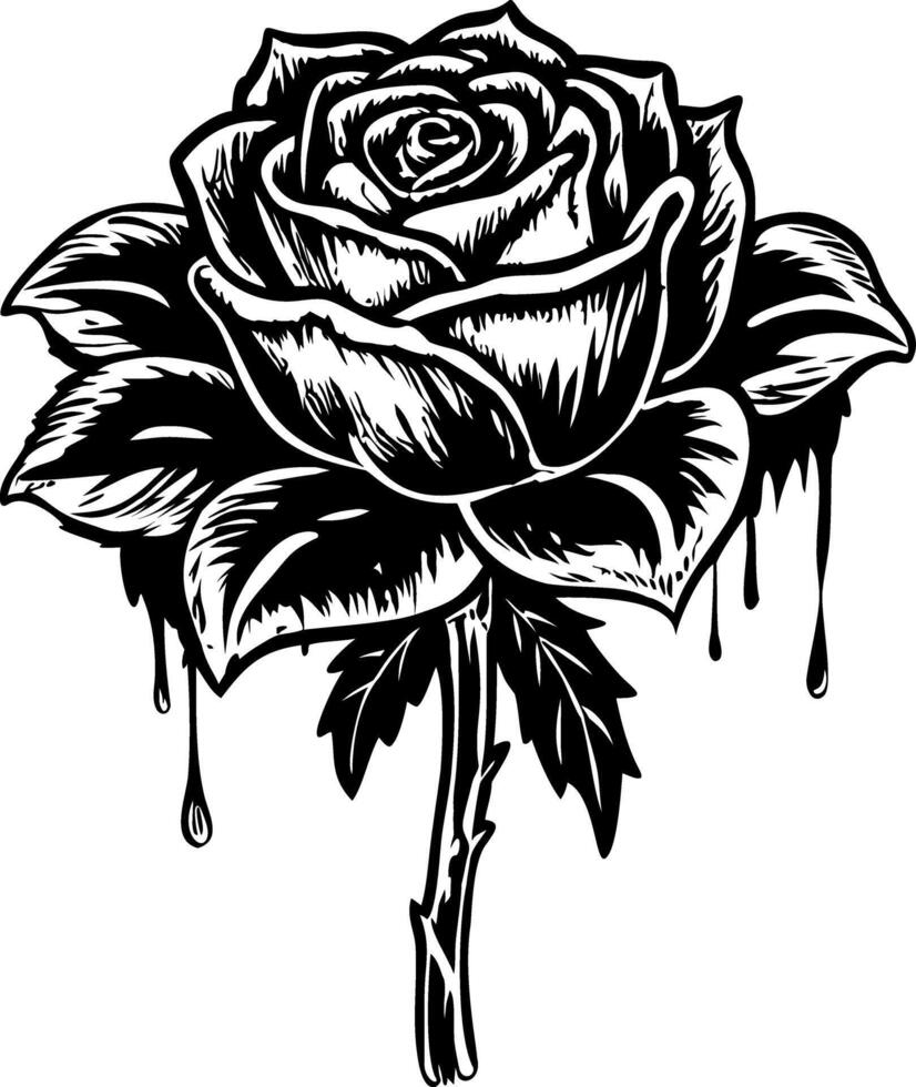 Vintage style illustration showing bloody rose vector