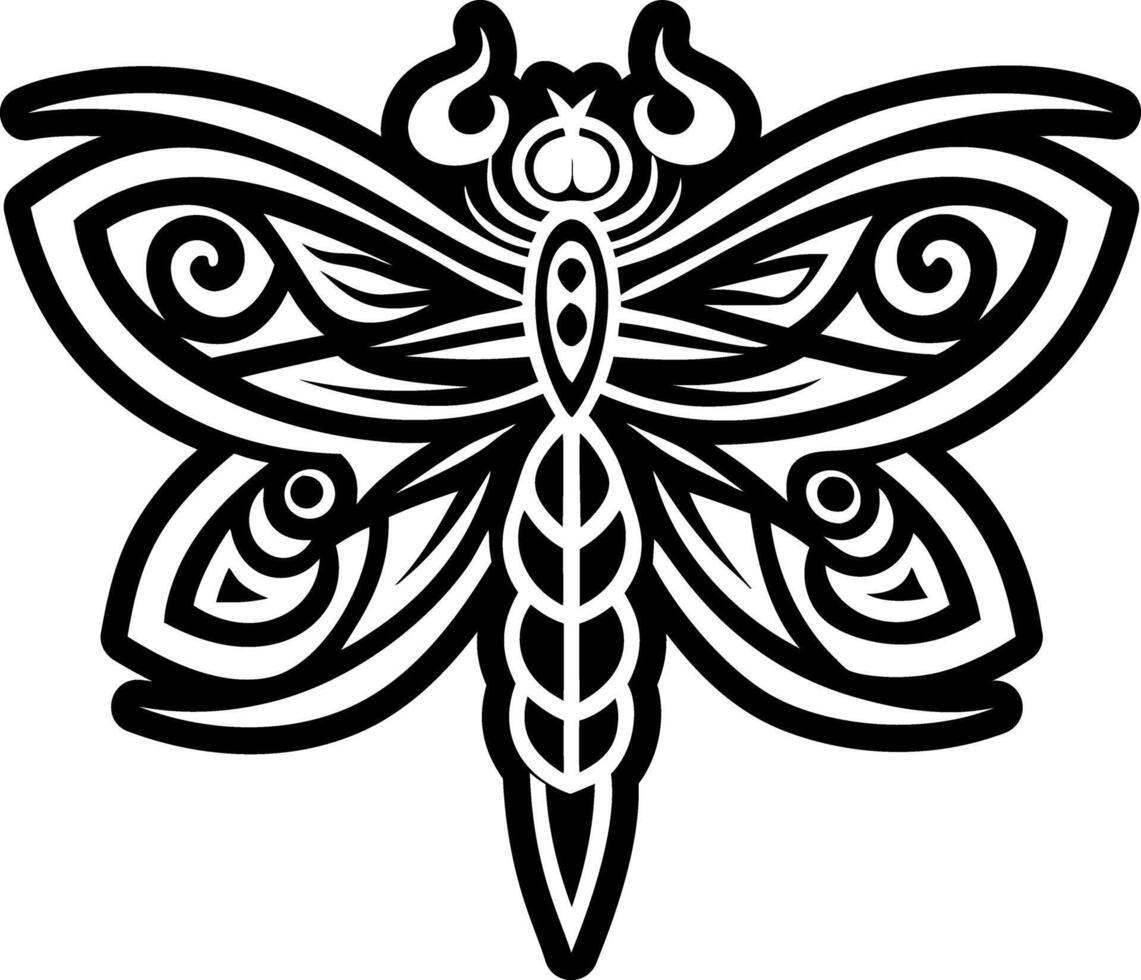 A glyph style icon of dragonfly tattoo vector