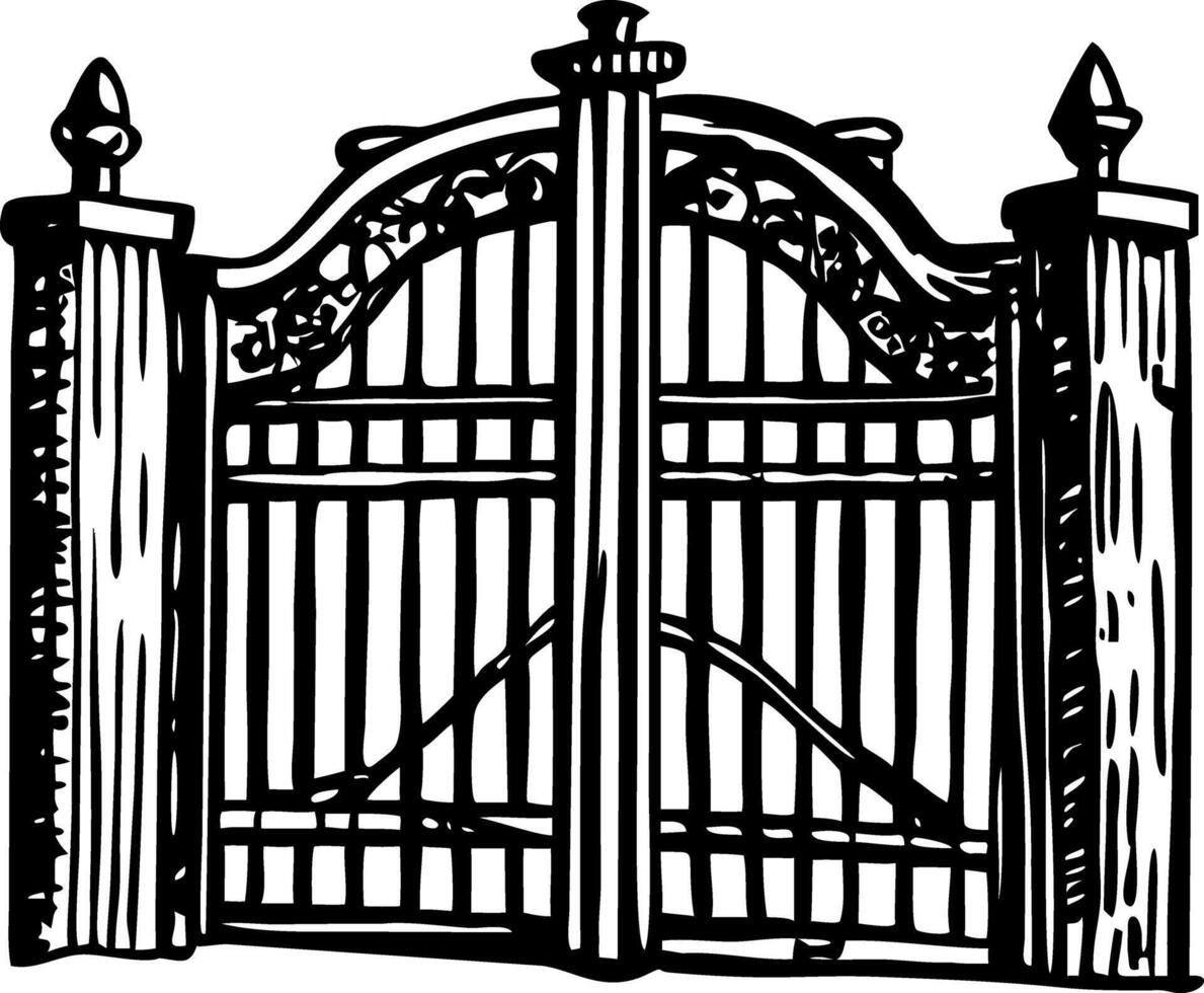 Vintage style illustration showing an iron gate vector