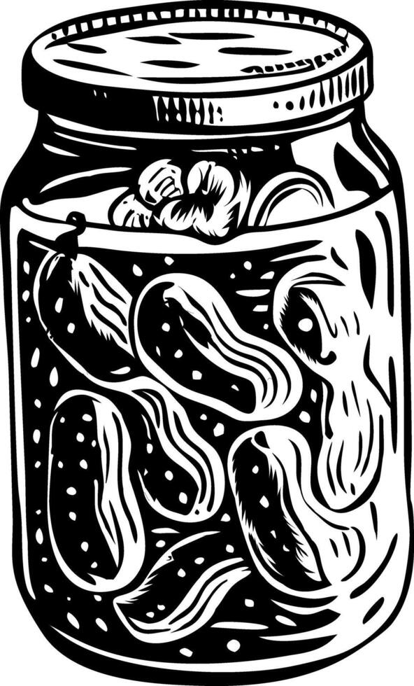 A hand drawn illustration of pickle jar vector
