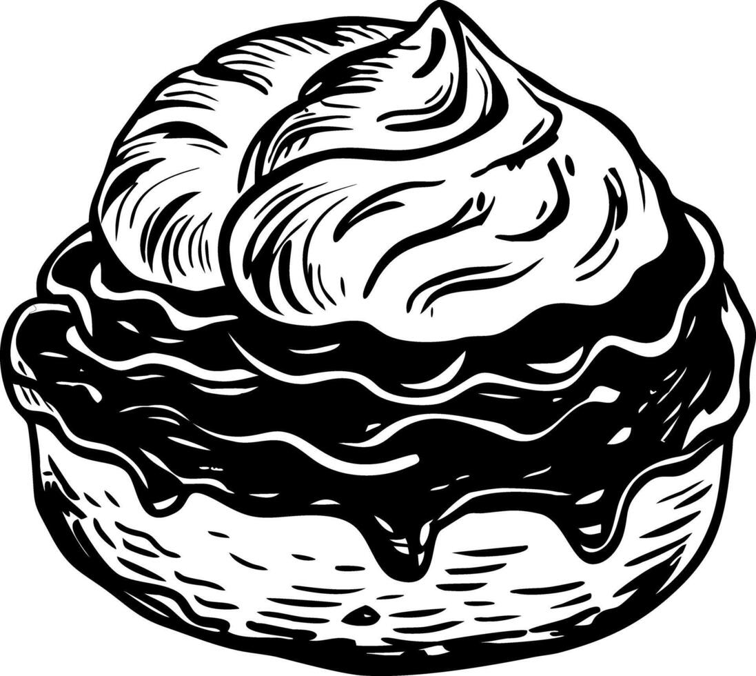 A vintage style illustration of cream puff vector