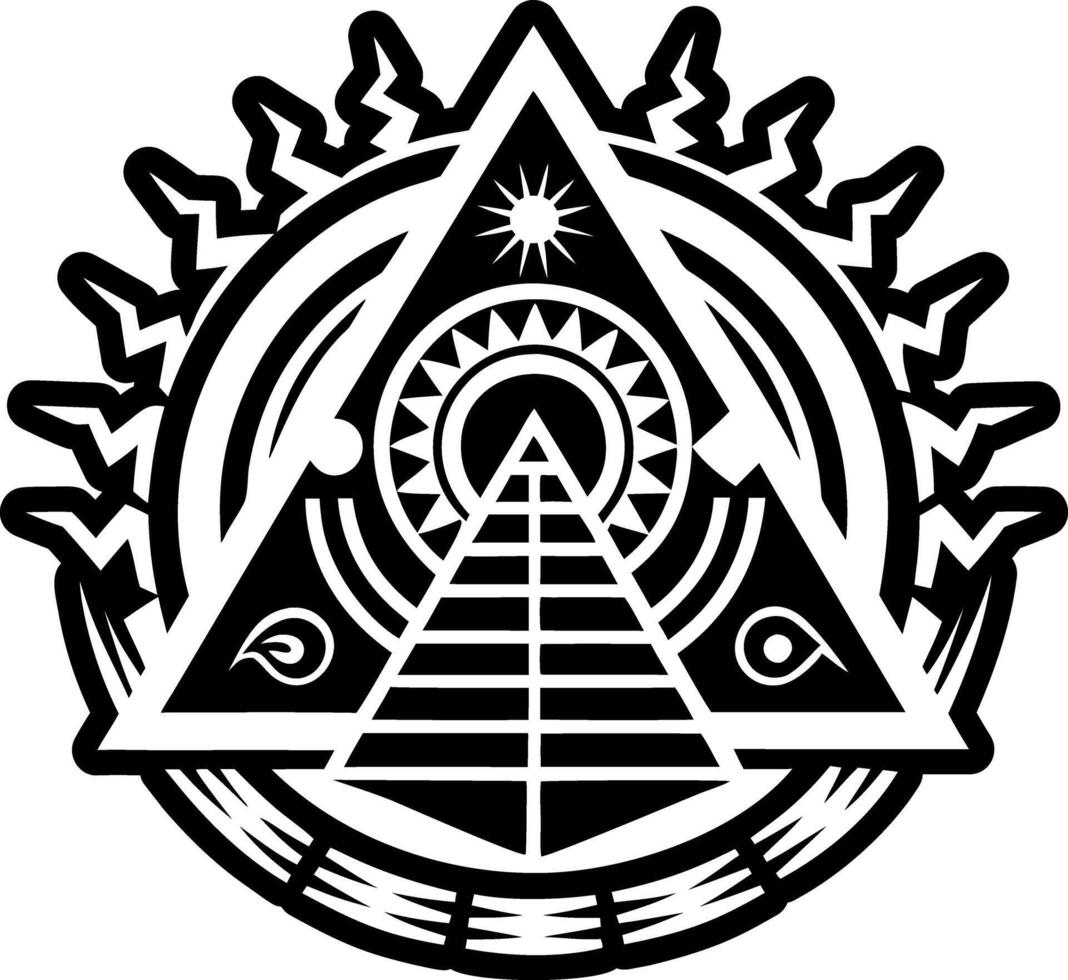 A solid style icon of pyramid tattoo vector