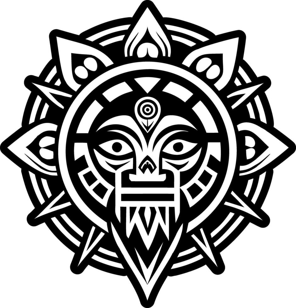 A filled style icon of native leadership tattoo vector