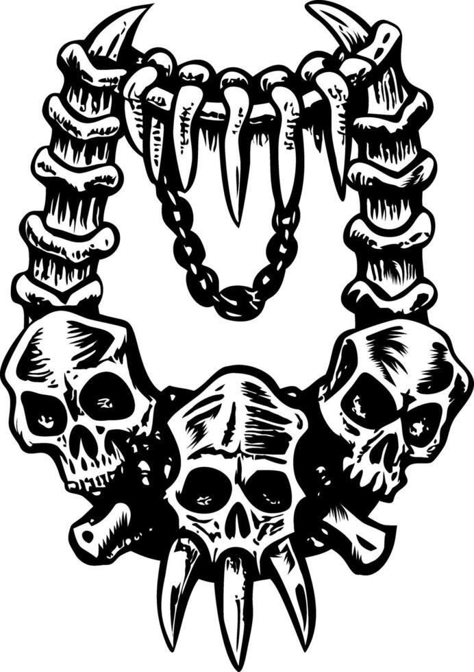 Bone necklace illustration in vintage style vector