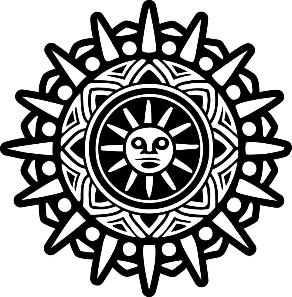A filled style icon of sun tattoo vector