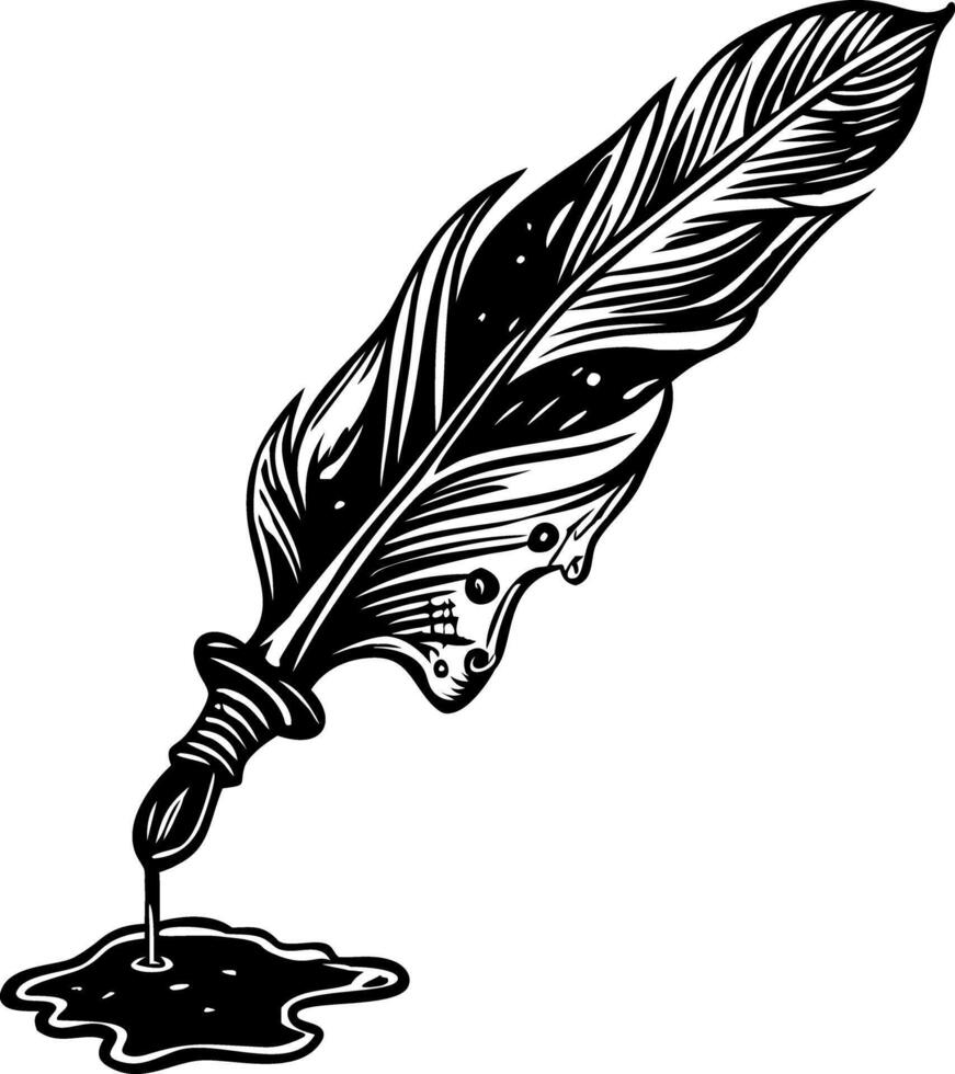Bloody quill illustration in vintage style vector