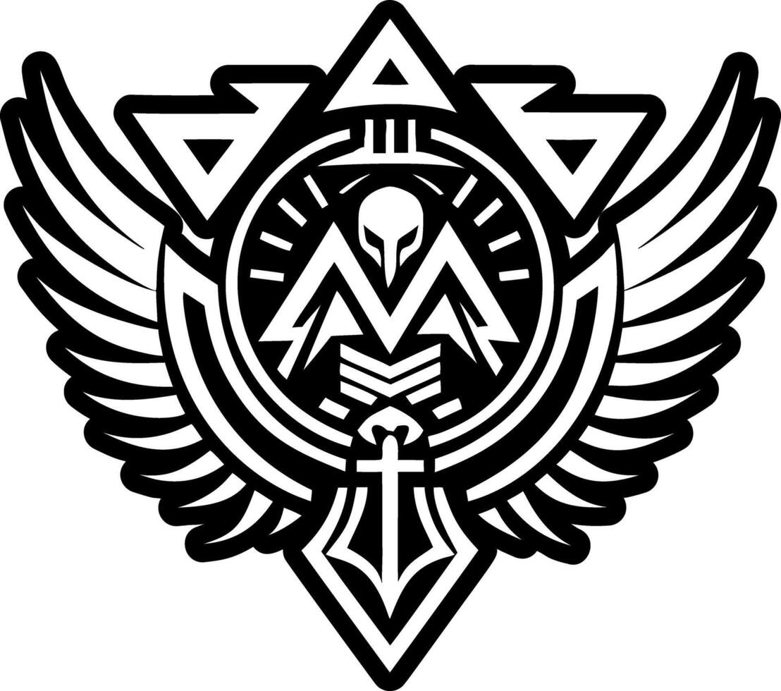 A solid style icon of warrior wings tattoo vector