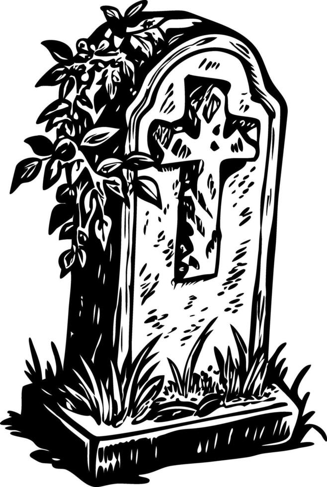 A sketchy style illustration showing tombstone vector