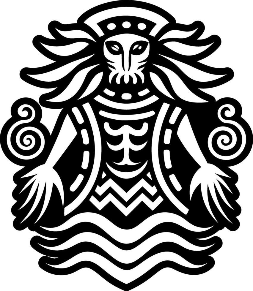 A solid style icon of water god tattoo vector