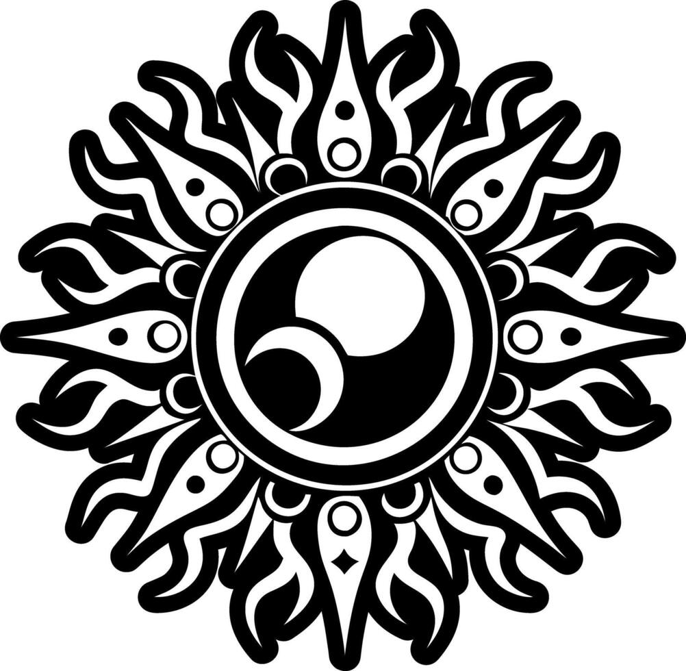 A solid style icon of solar eclipse tattoo vector