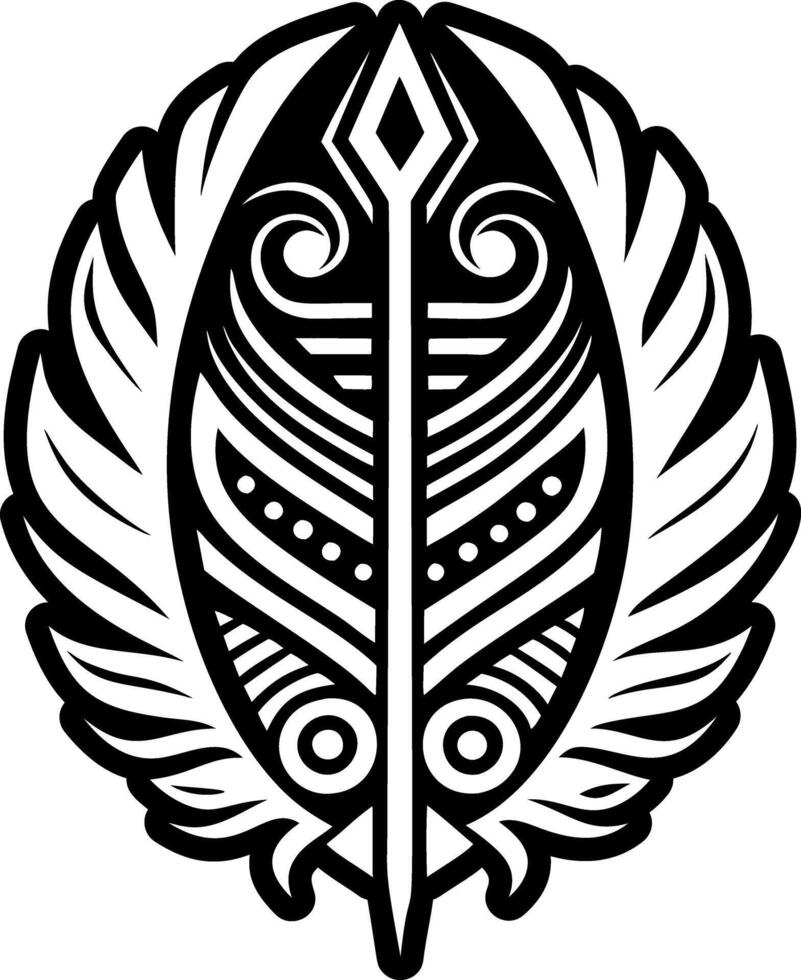 A stylized tribal design with a feather on top vector
