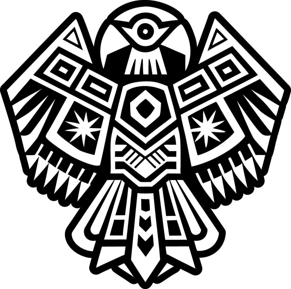 A tribal style eagle with a black and white design vector