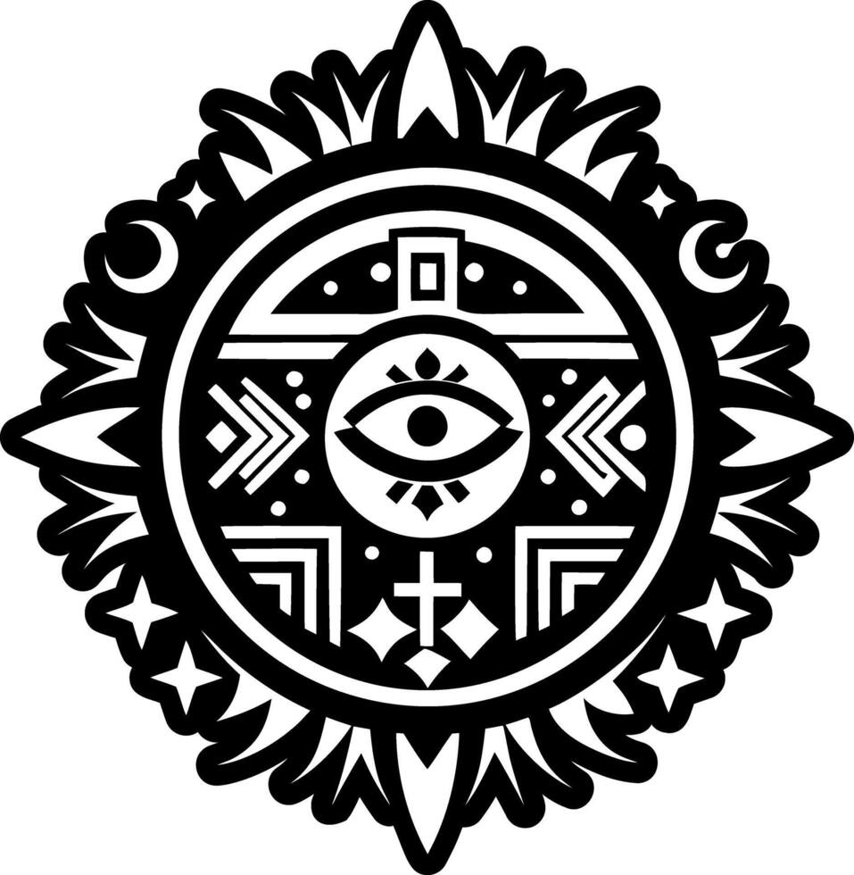 A glyph style icon of tribal vision symbol vector