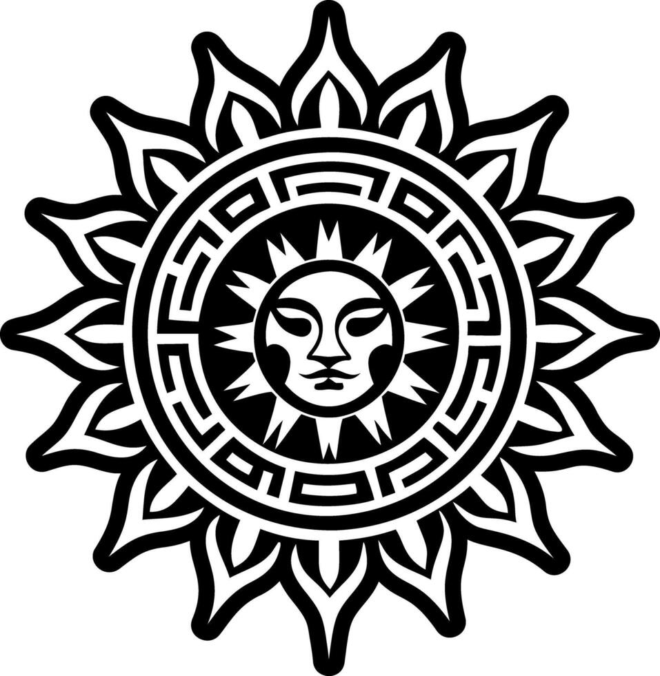 A solid style icon of sun emblem tattoo vector