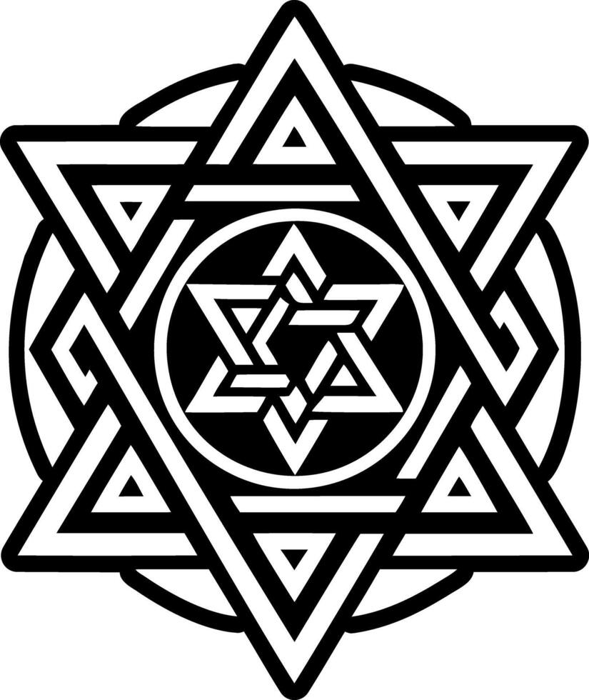 A solid icon depicting david star in geometric form vector
