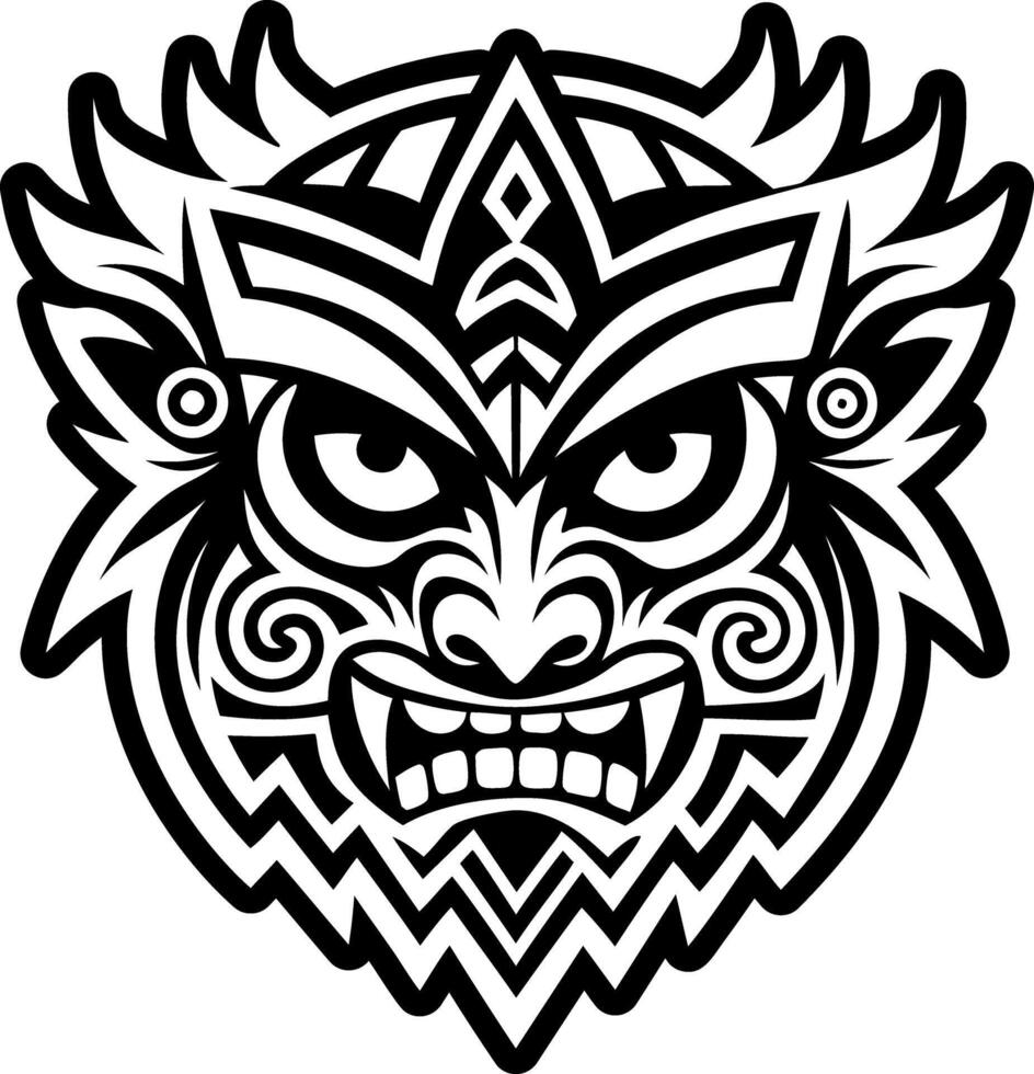 A tribal mask with a face and horns vector