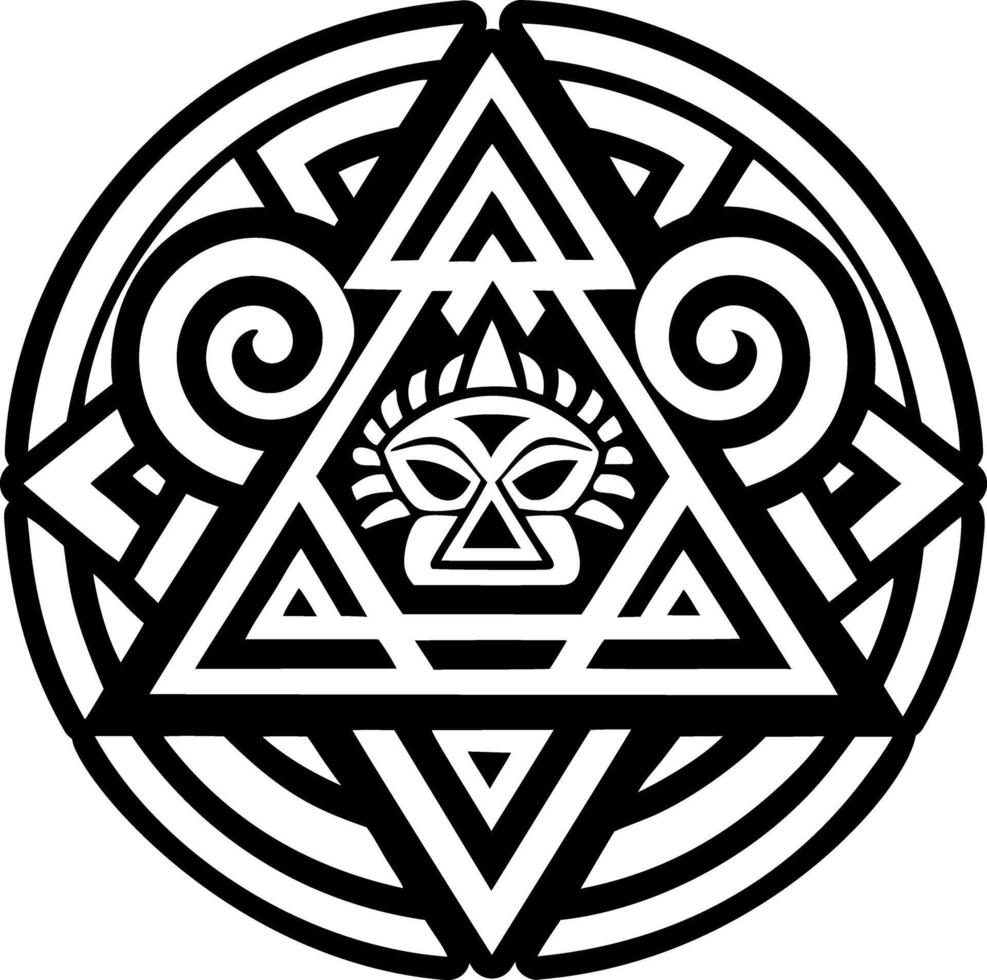 A filled style icon of primitive drawing tattoo vector