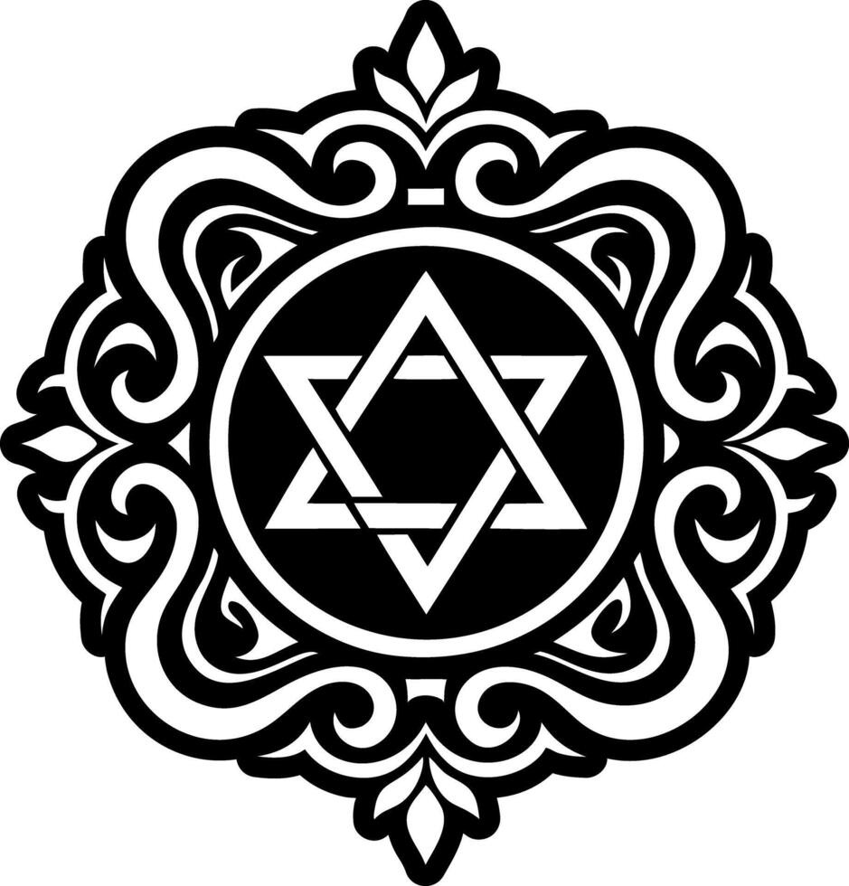 A solid icon showing sacred star pattern vector