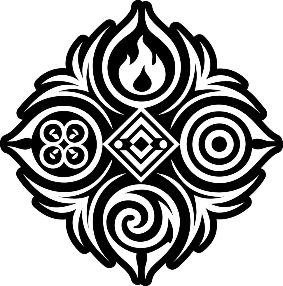A glyph style icon of four elements tattoo vector