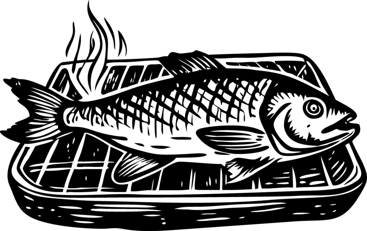 A vintage style illustration of grilled trout vector