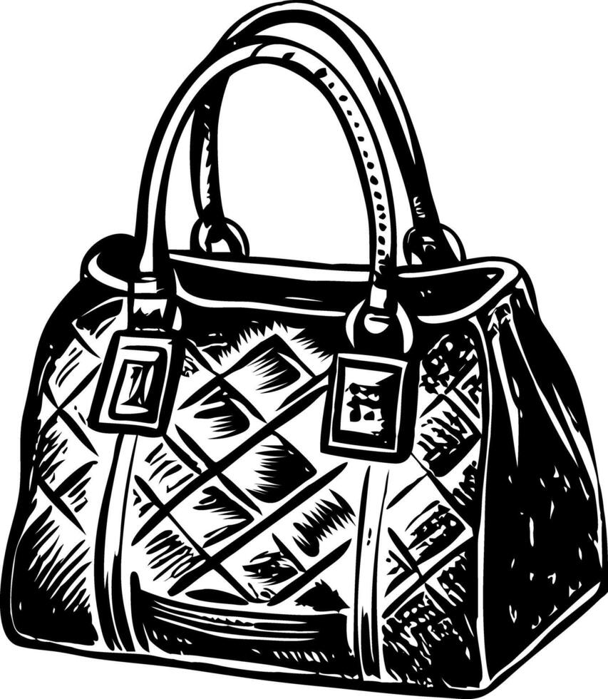 A vintage style illustration of handbag vector