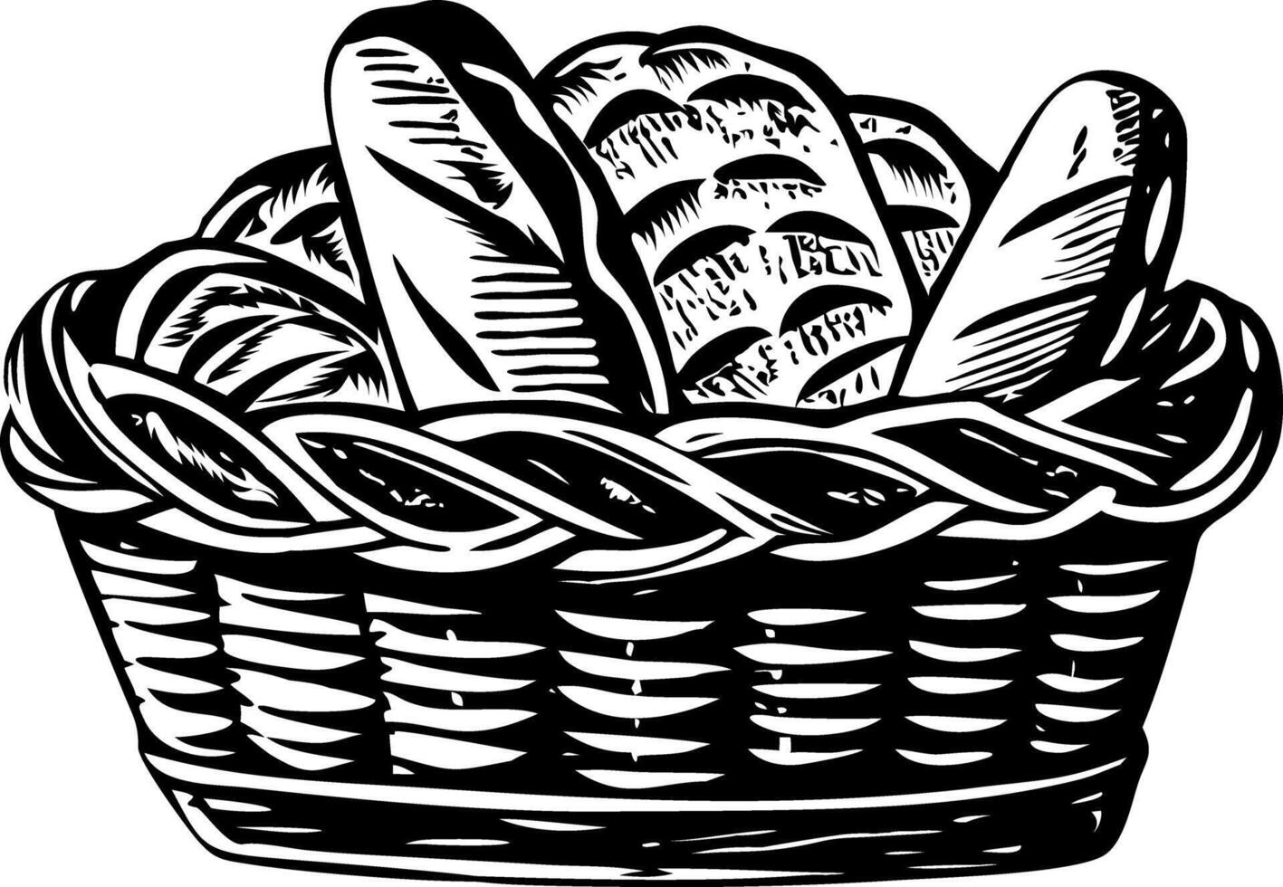 A hand drawn style illustration of loaf basket vector
