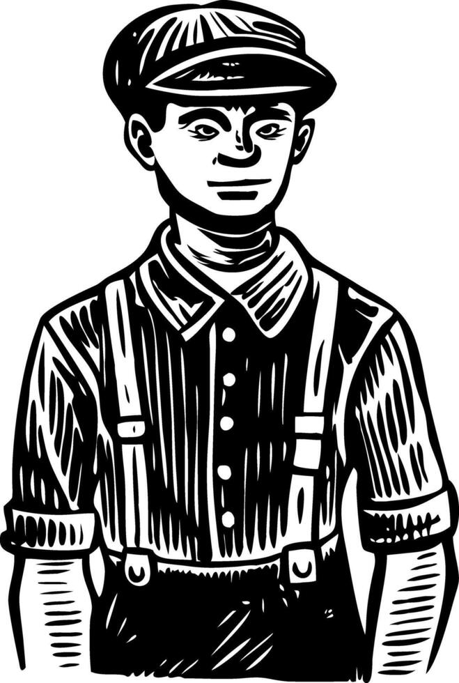 Vintage boy illustration in vintage style vector