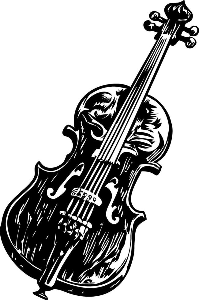A vintage style illustration of violin vector