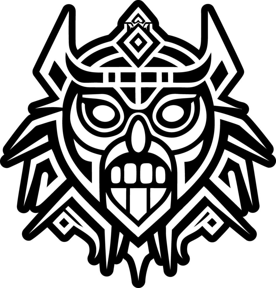A glyph style icon of warrior mask tattoo vector