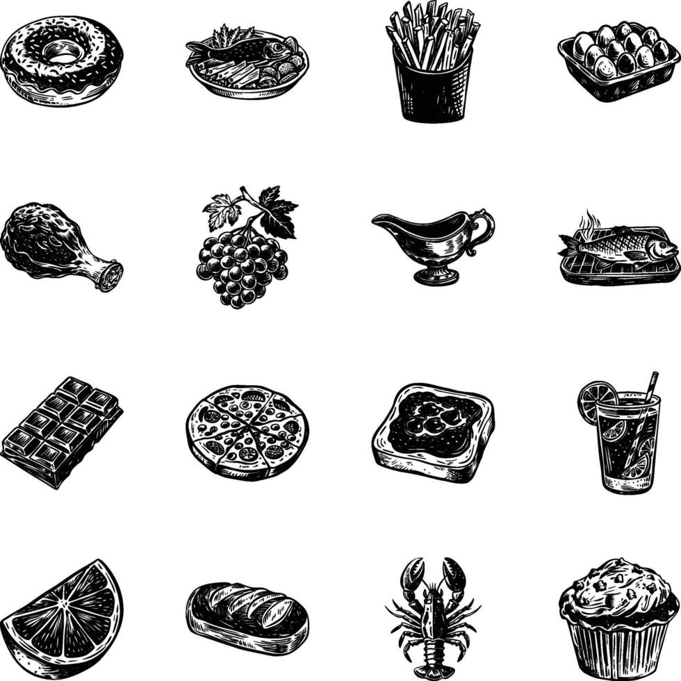 Food and drink icons set vector