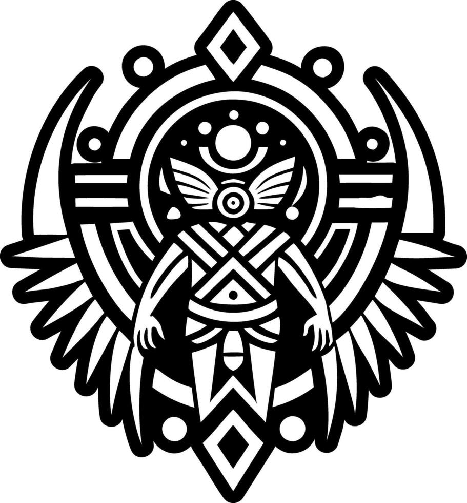 An image of a tribal design with a bird on it vector