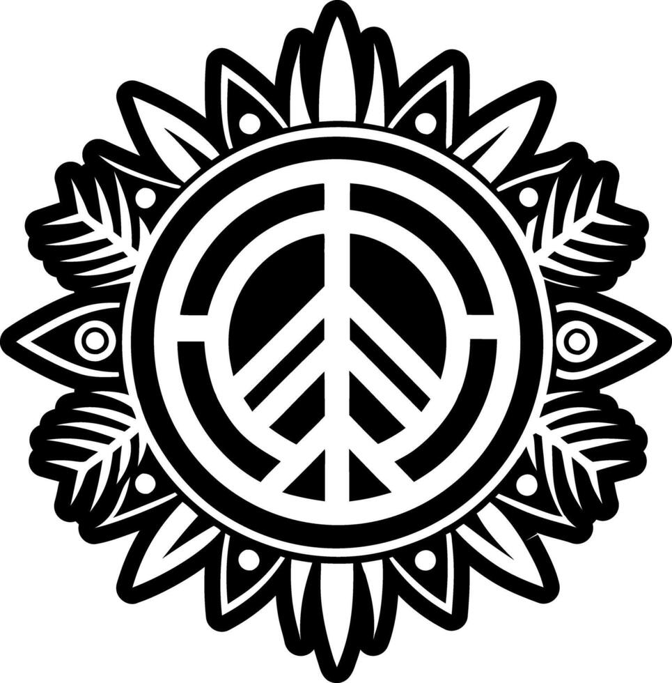 A peace sign with a black and white design vector