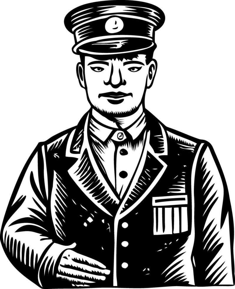 Bus conductor illustration in vintage style vector