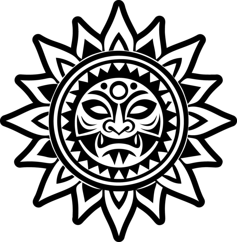 A solid style icon of sun worship tattoo vector