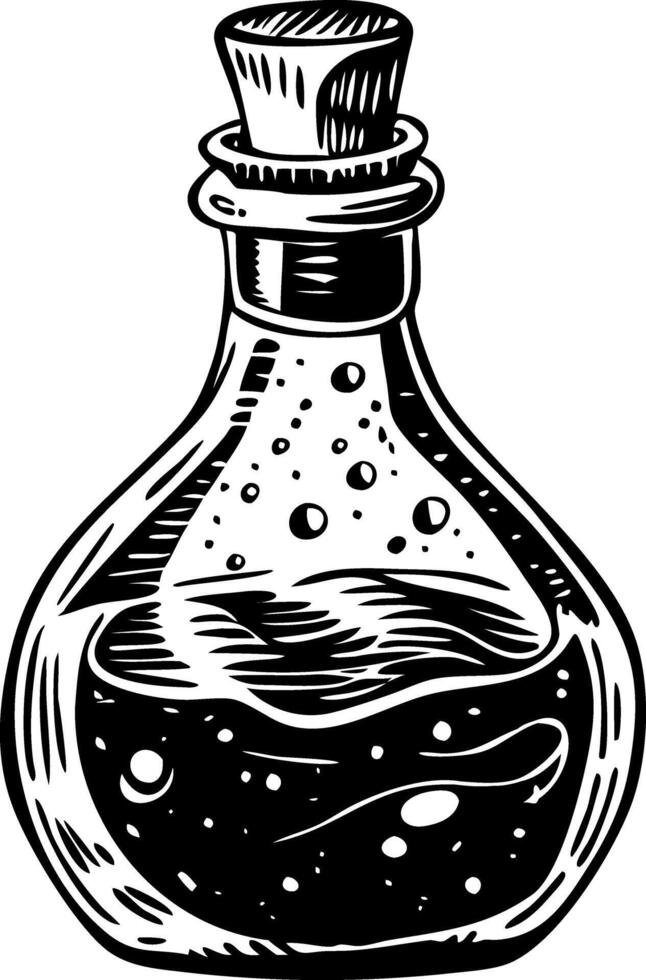 Potion bottle illustration in vintage style vector