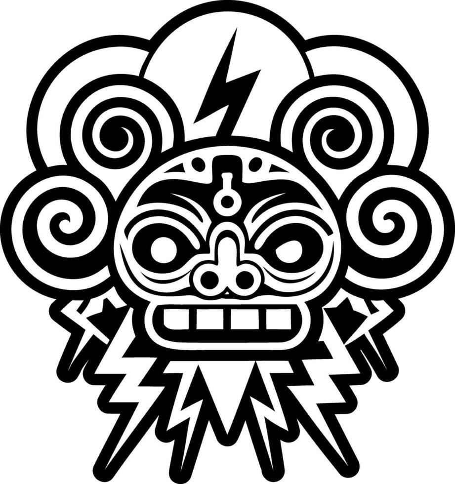 A glyph style icon of thunder god tattoo vector