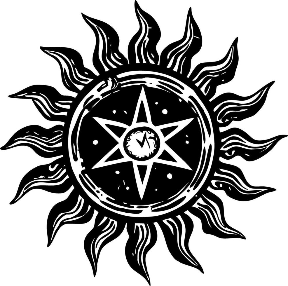 Gothic sun illustration showing in vintage style vector