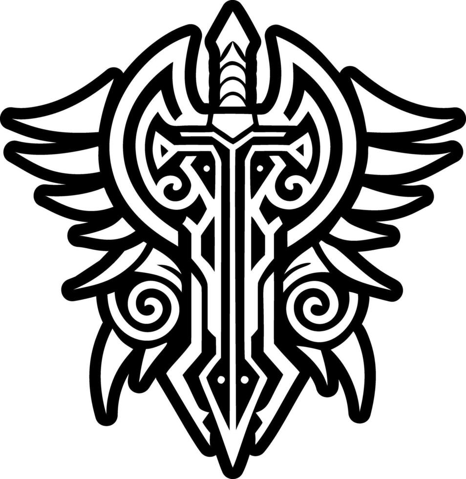 A filled style icon of tribal sword symbol vector