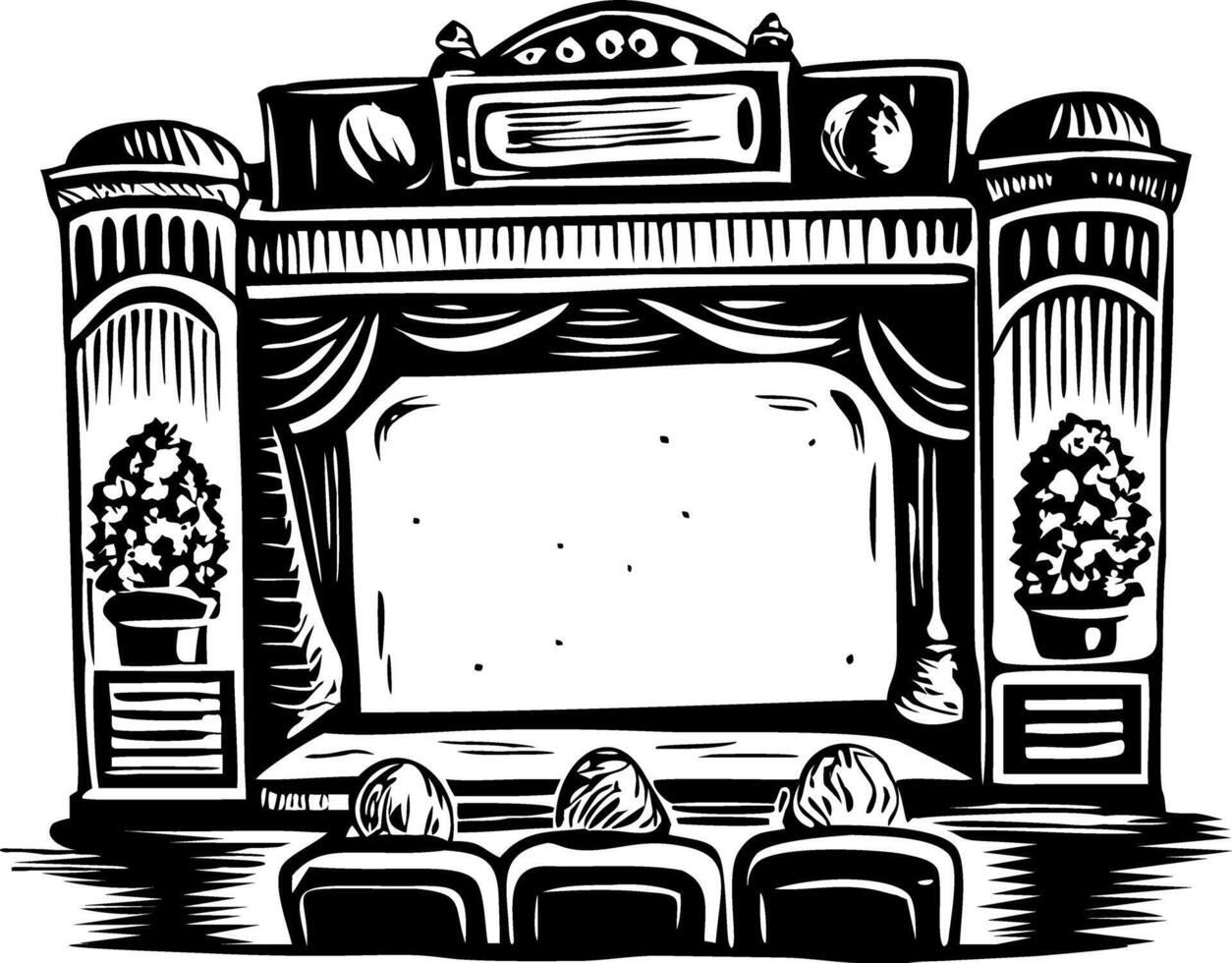 A sketchy style illustration of theater vector