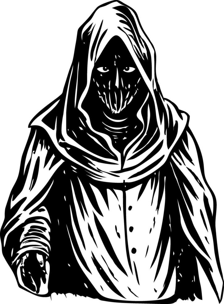 Shadowy figure illustration in vintage style vector