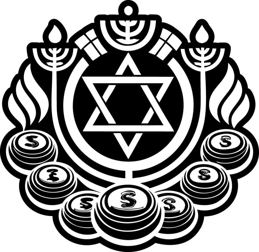 An icon depicting hanukkah gelt in glyph style vector