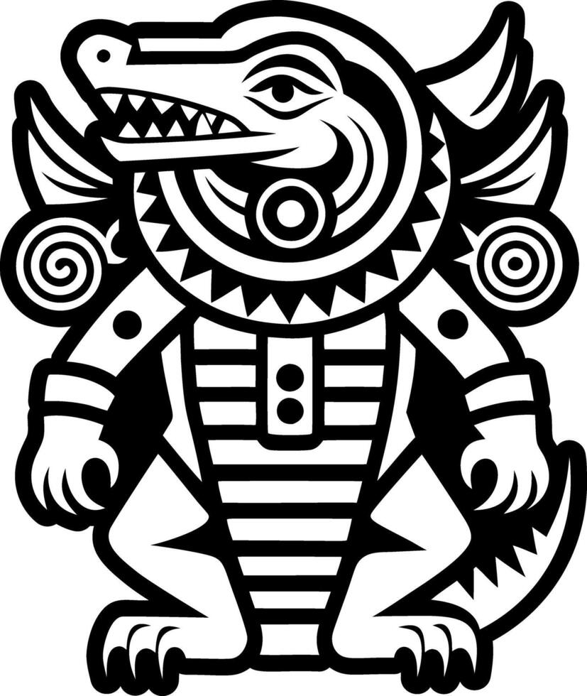 An image of a black and white drawing of a dragon vector