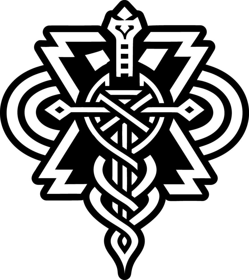 Solid icon showing casuceus staff of healing vector