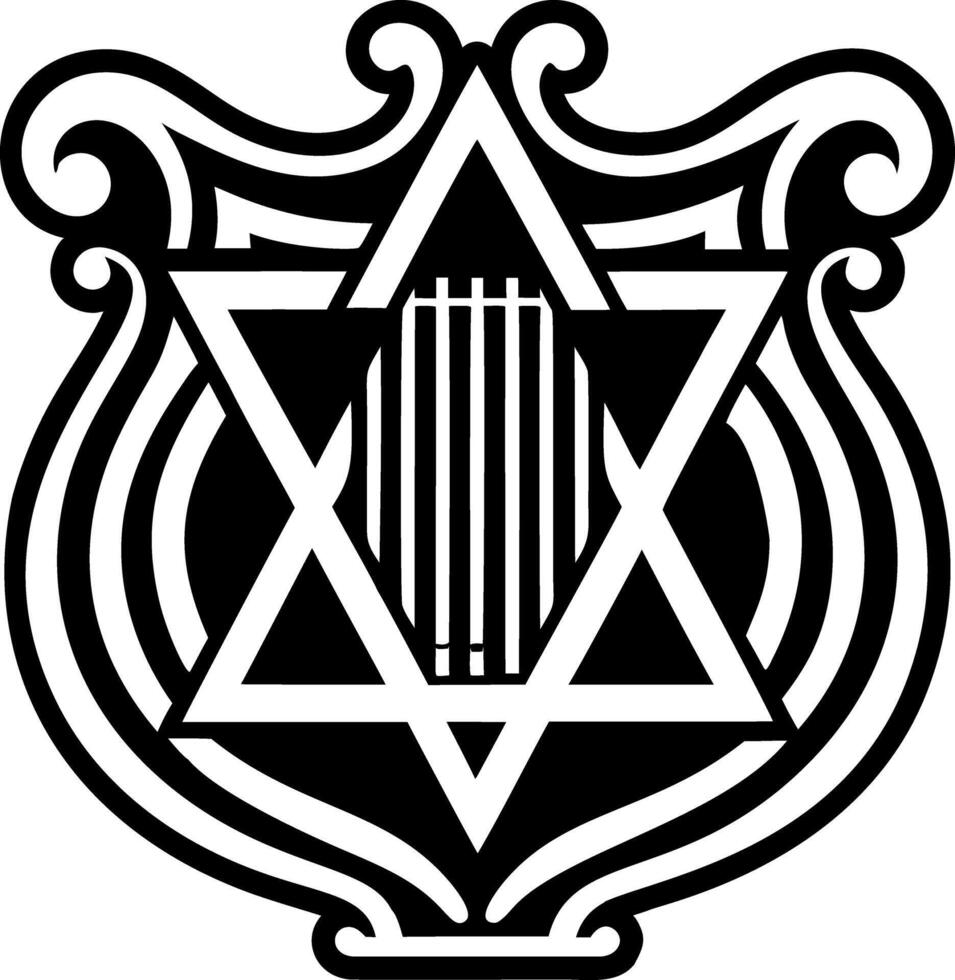 An icon depicting harp musical instrument in glyph style vector