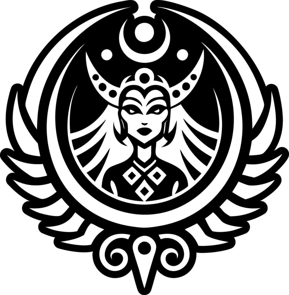 A solid style icon of moon goddess symbol vector