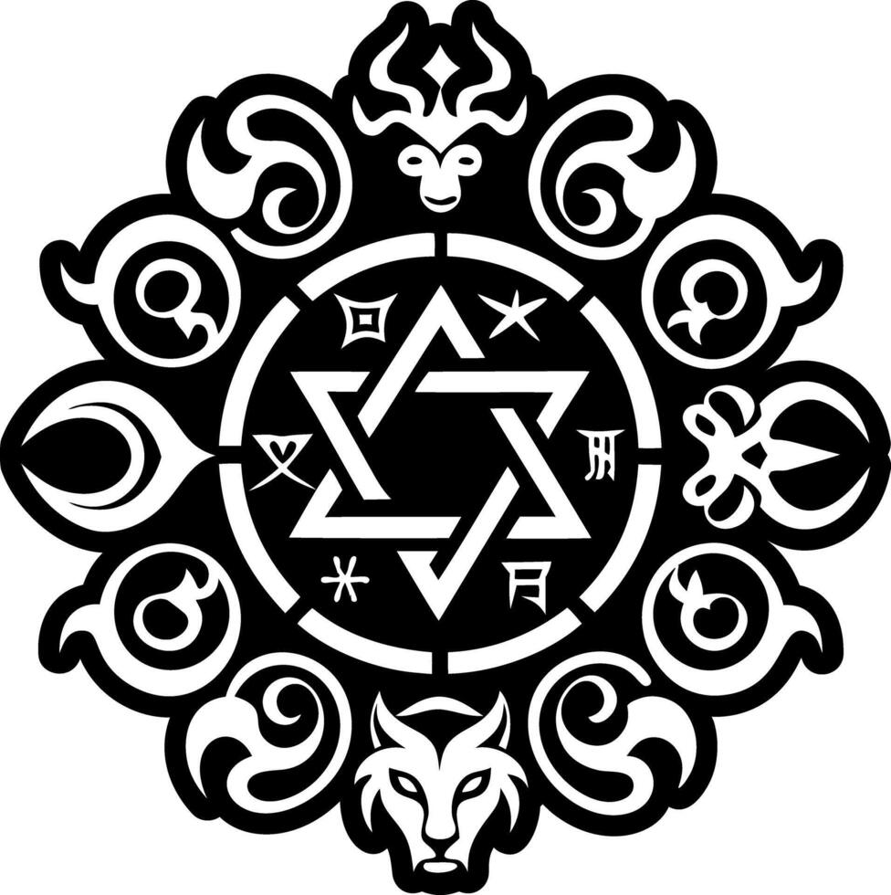 A glyph style icon depicting hebrew zodiac sign vector