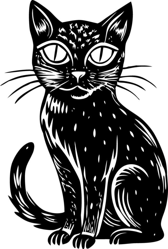 Black cat illustration in vintage style vector