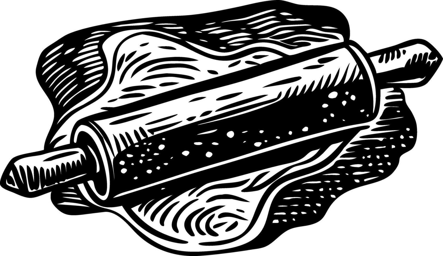 A hand drawn illustration of rolling dough vector